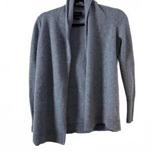 TAHARI 100% CASHMERE Heather Blue Open Front Cardigan SZ S. Luxury CabinCore